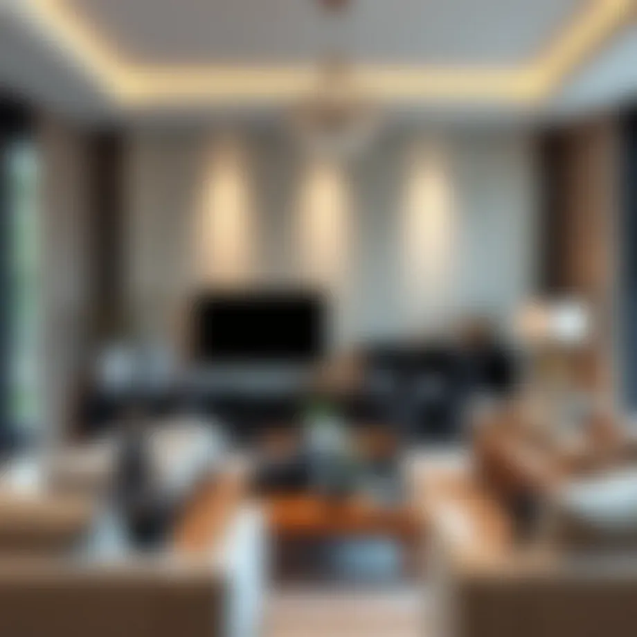 Elegant living room featuring adhesive wall strip decor