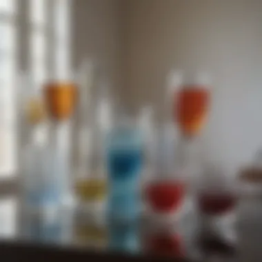 A contemporary display of glasses in an artistic arrangement