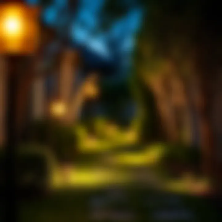 A beautifully designed garden pathway lit by solar lights