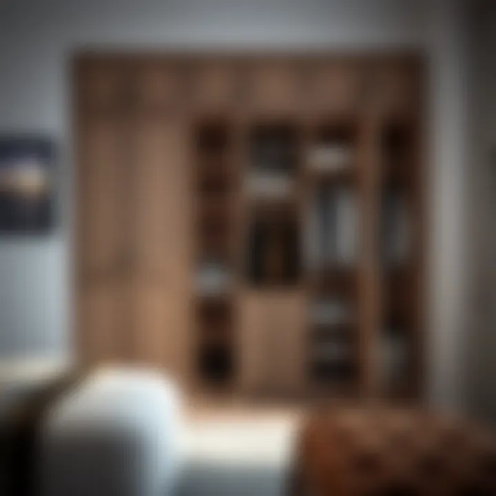 Interior view of a five-door wardrobe with organized space