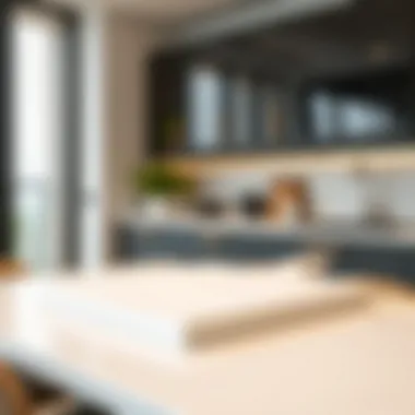 Elegant white cutting board displayed on a kitchen countertop