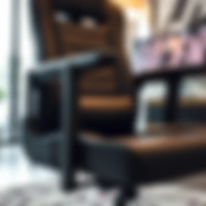 Close-up of ergonomic features of a gaming chair