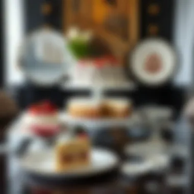 Elegant display of assorted cake plates showcasing unique designs