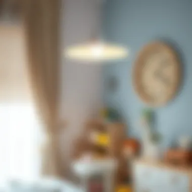 A cozy and stylish children's room adorned with a modern lamp