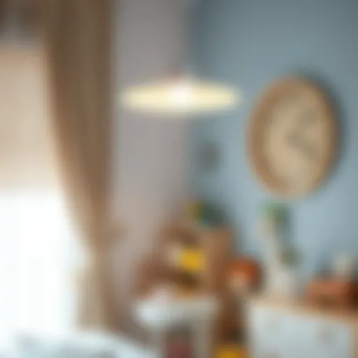 A cozy and stylish children's room adorned with a modern lamp