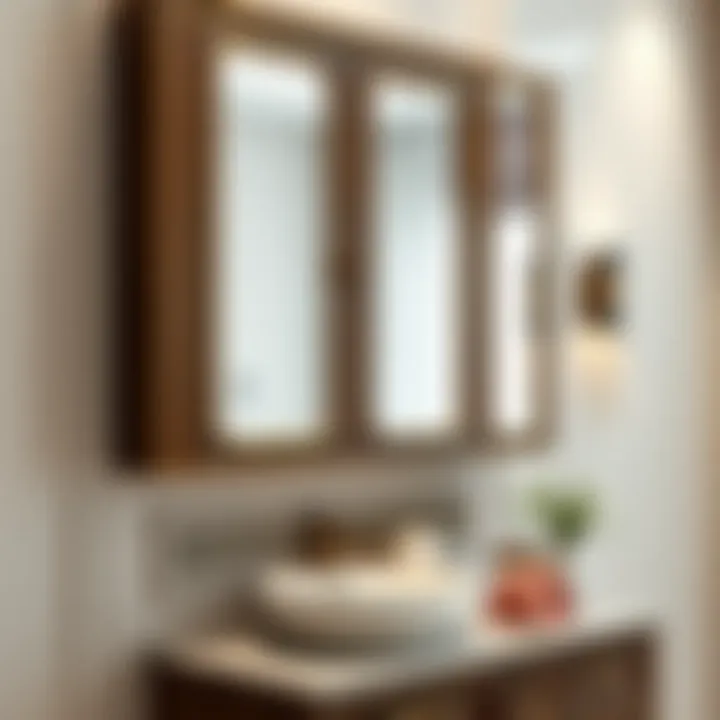 Close-up of bathroom mirror cabinet with exquisite detailing