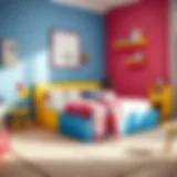 Colorful children’s bed base with storage