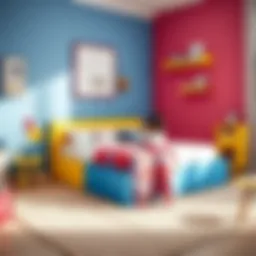 Colorful children’s bed base with storage