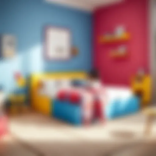 Colorful children’s bed base with storage