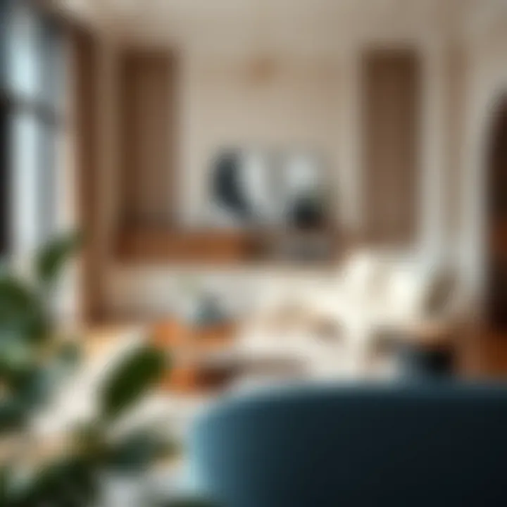 Cozy arrangement of a small sofa set in a chic interior