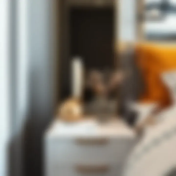 Stylish bedside table showcasing decorative items