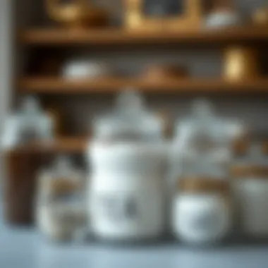 Collection of decorative jars for tea, sugar, and salt