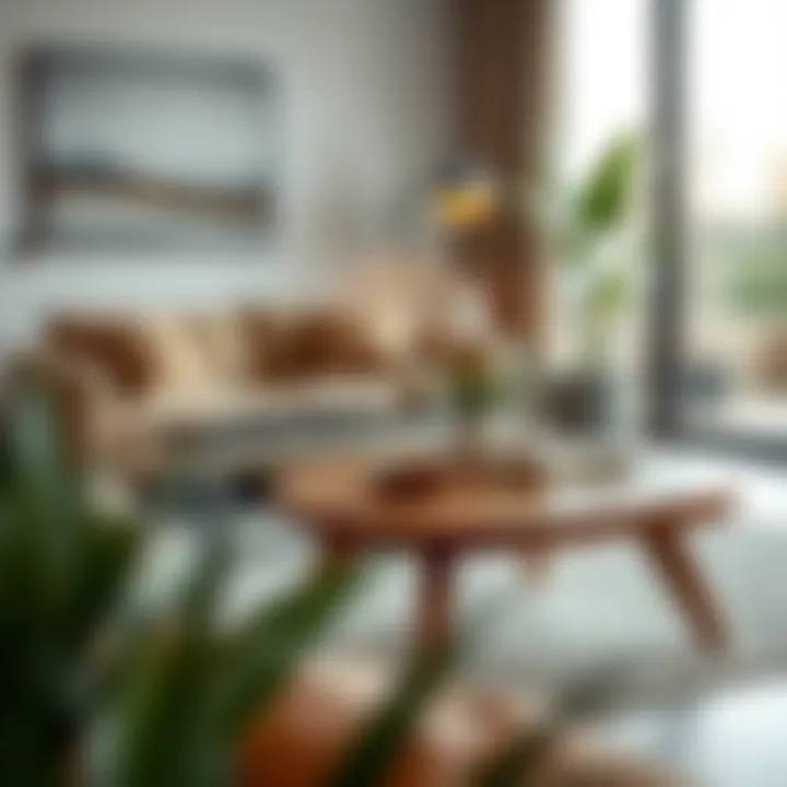 A cozy living area featuring a functional four-legged coffee table