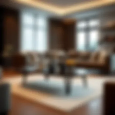 Elegantly designed four-legged coffee table in a modern living room