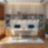 Stylish double workspace desk with shelves