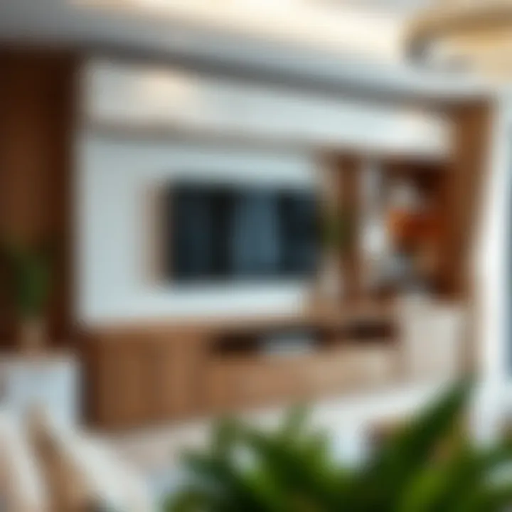 Functional wall-mounted TV unit with ample storage solutions