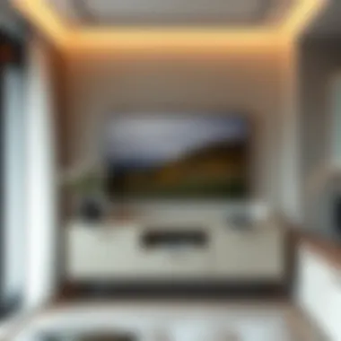 Sophisticated wall-mounted TV unit blending seamlessly with interior design