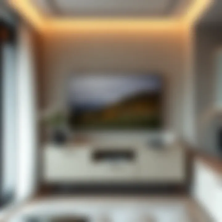 Sophisticated wall-mounted TV unit blending seamlessly with interior design