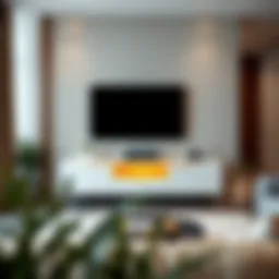 Sleek and modern wall-mounted TV unit in a contemporary living room