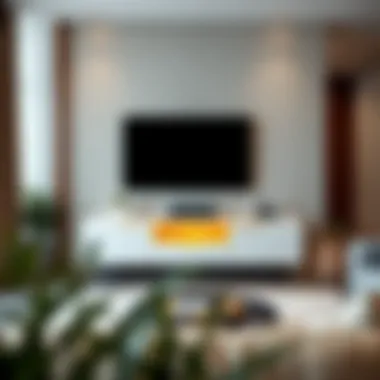 Sleek and modern wall-mounted TV unit in a contemporary living room