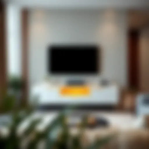 Sleek and modern wall-mounted TV unit in a contemporary living room