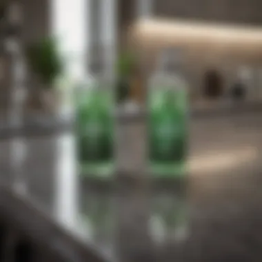 A collection of eco-friendly cleaning products on a countertop.