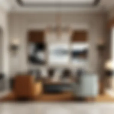 An elegant living room adorned with canvas art pieces