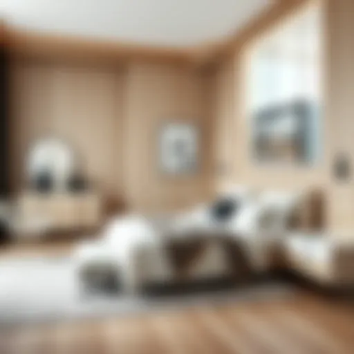 Elegant wooden white bedroom design with modern furnishings