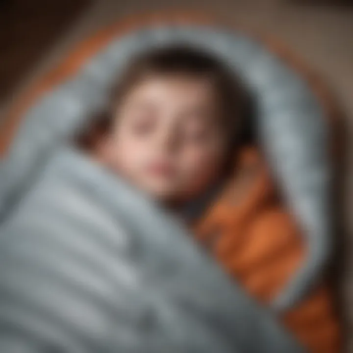 Child peacefully sleeping in a sleeping bag