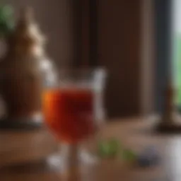 A traditional Turkish tea glass elegantly placed on a wooden table