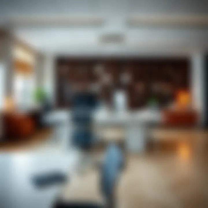 Functional office environment featuring a shared desk