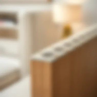 A beautifully wrapped furniture edge with decorative tape