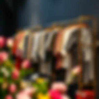 Seasonal clothing sorting technique displayed on a stylish rack