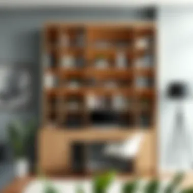 Functional bookshelf with integrated study space