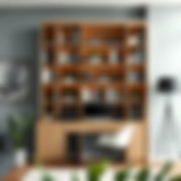 Functional bookshelf with integrated study space