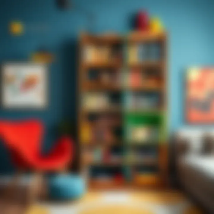 Colorful bookshelf that adds vibrancy to the room