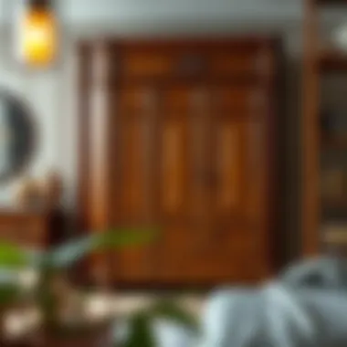 Stylish wooden wardrobe with intricate details