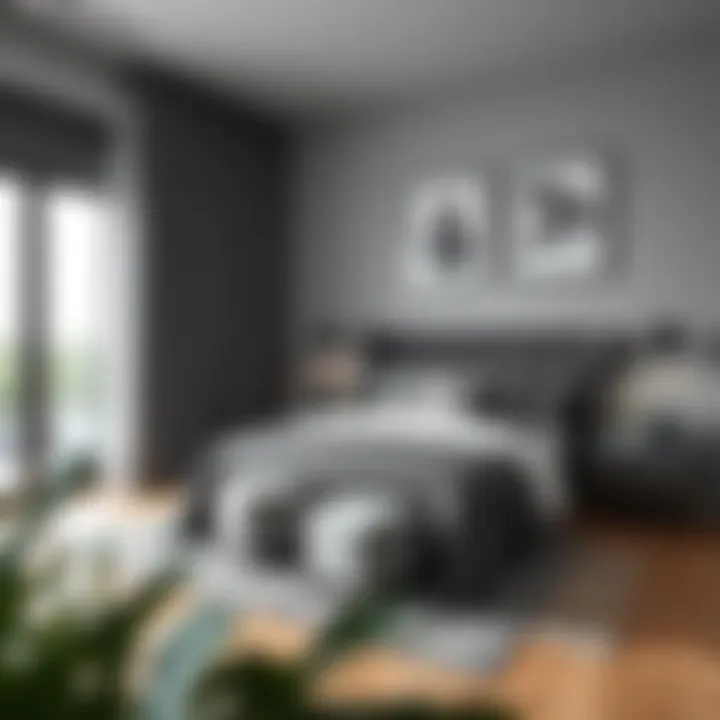 Stylish gray-themed bedroom showcasing decor trends