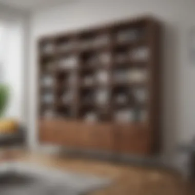 Modern Closed Bookshelf with Drawers Elegant closed bookshelf with drawers showcasing modern design