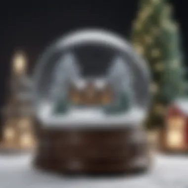 Exquisite Winter Scene in a Snow Globe A beautifully crafted snow globe showcasing a winter scene