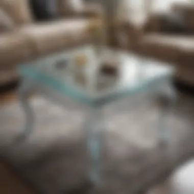 Chic traditional square glass table with intricate design accents