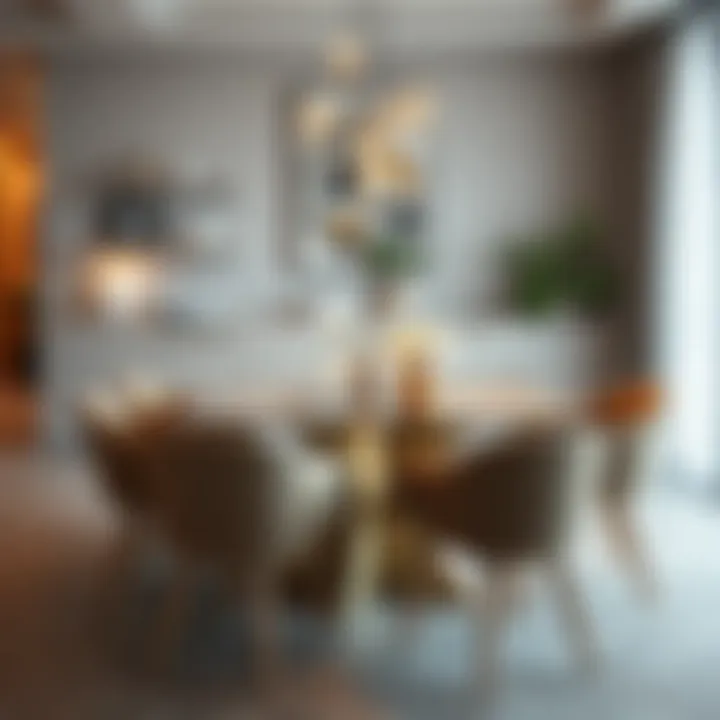 Modern square dining table surrounded by chic chairs in a contemporary setting