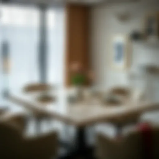 A stylish square dining table elegantly set for a meal