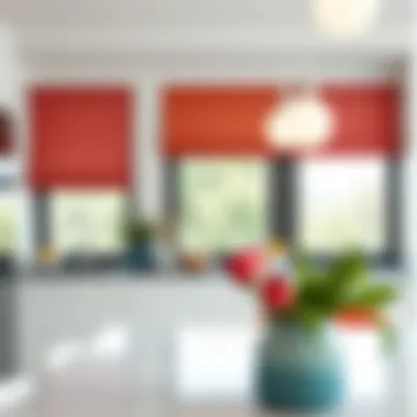 Colorful fabric options for kitchen roller blinds