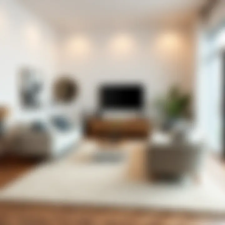 A beautifully decorated living room featuring a wool rug