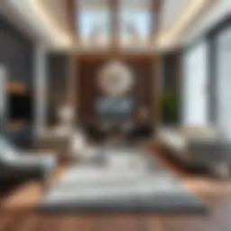 Luxurious carpet display in a modern living room setting.