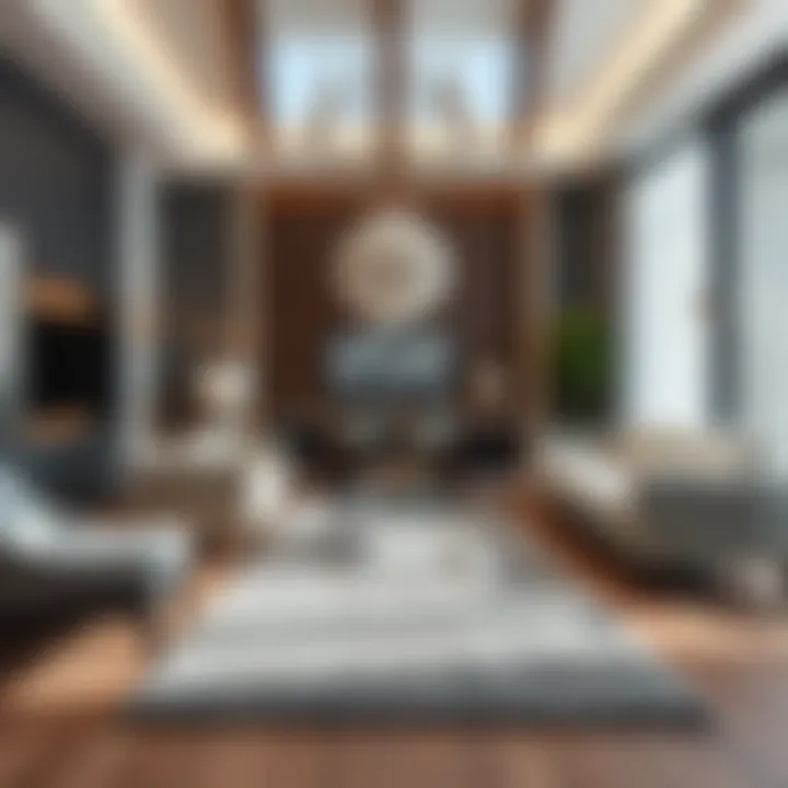 Luxurious carpet display in a modern living room setting.