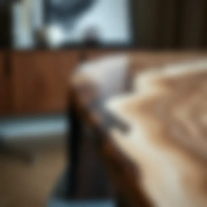 Detail of materials used in a double workspace desk