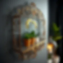 Elegant metal flower shelf showcasing intricate design