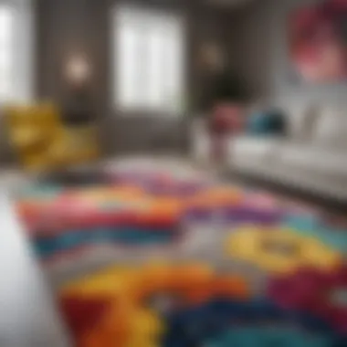 Vibrant colored plush rugs in a modern living space